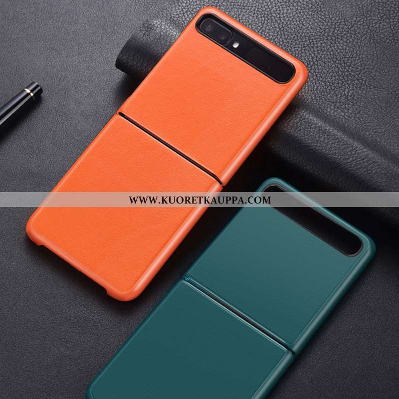 Kuori Samsung Z Flip, Kuoret Samsung Z Flip, Kotelo Samsung Z Flip Nahka Suojaus Yksinkertainen Oran