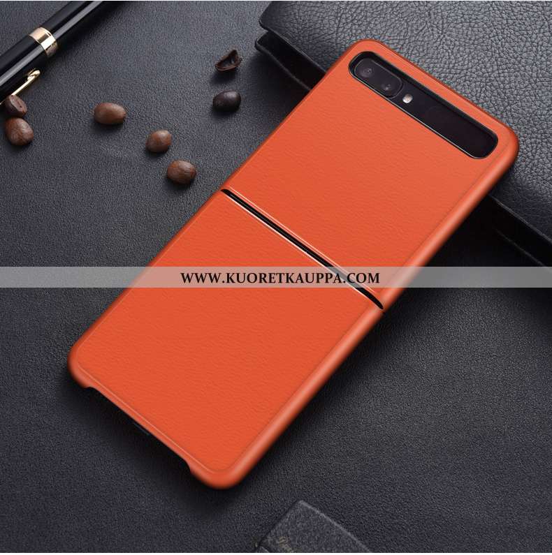 Kuori Samsung Z Flip, Kuoret Samsung Z Flip, Kotelo Samsung Z Flip Nahka Suojaus Yksinkertainen Oran