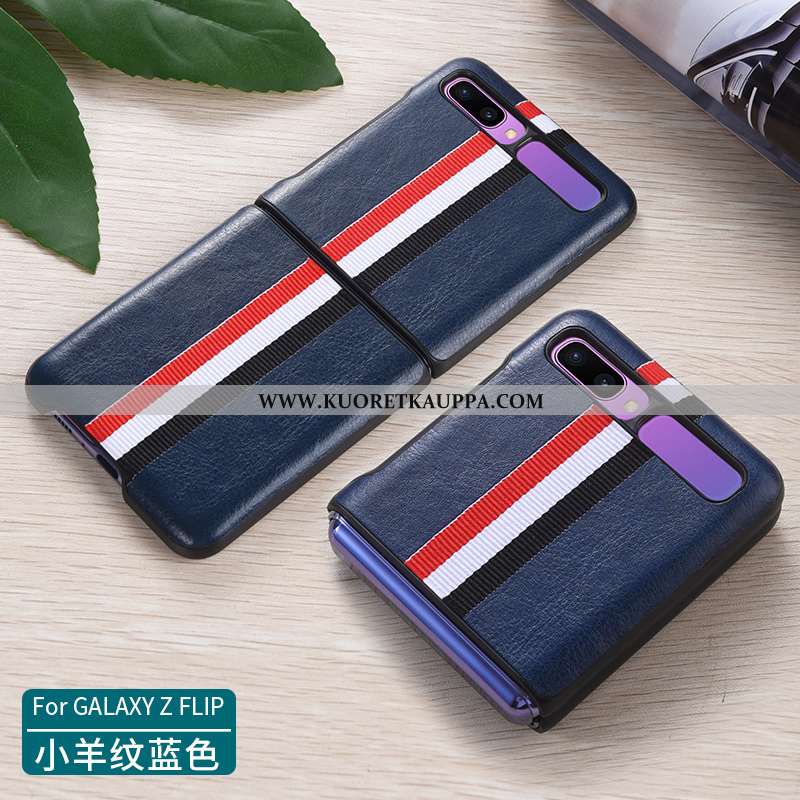 Kuori Samsung Z Flip, Kuoret Samsung Z Flip, Kotelo Samsung Z Flip Nahkakuori Suojaus Puhelimen Must