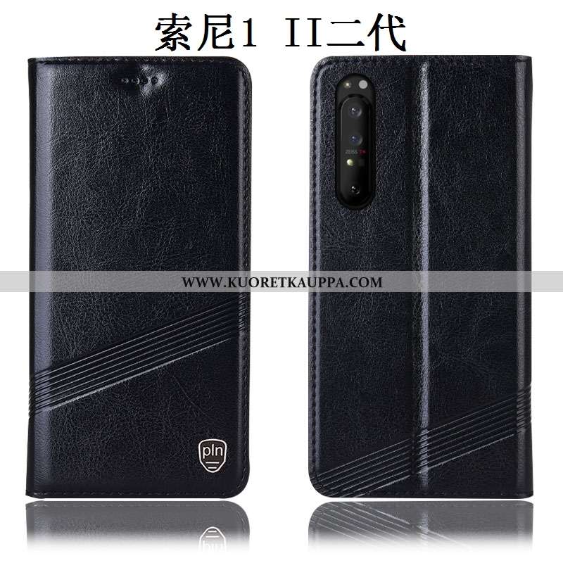 Kuori Sony Xperia 1 Ii, Kuoret Sony Xperia 1 Ii, Kotelo Sony Xperia 1 Ii Aito Nahka Suojaus Musta Mu