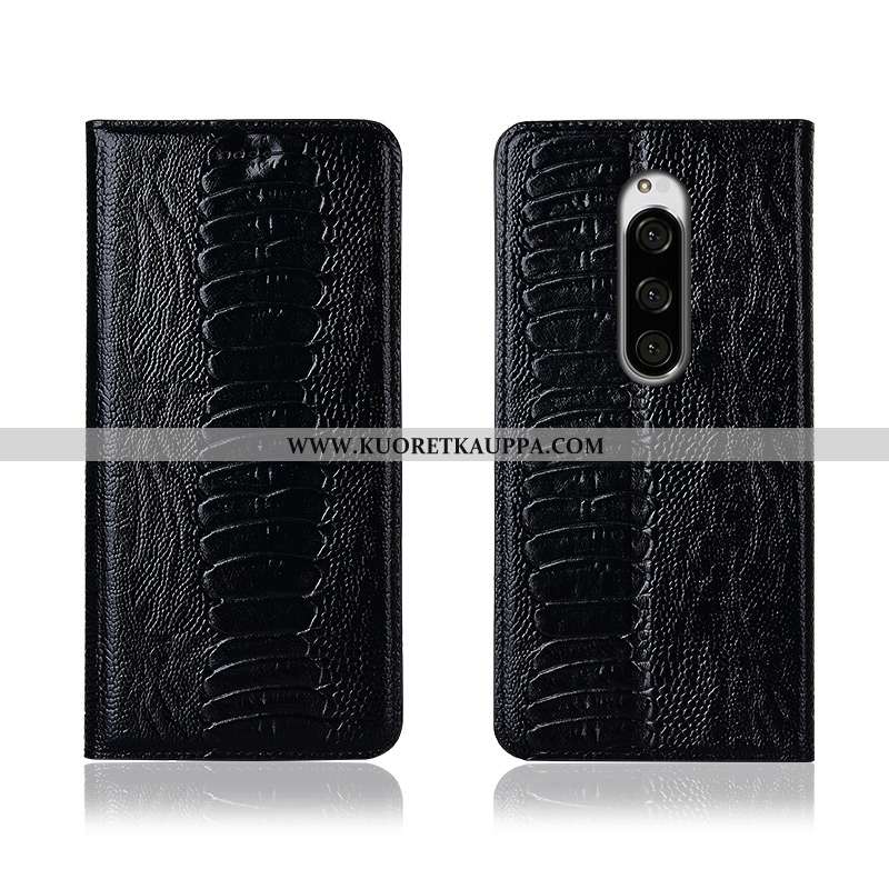 Kuori Sony Xperia 1, Kuoret Sony Xperia 1, Kotelo Sony Xperia 1 Aito Nahka Pehmeä Neste Uusi Musta S