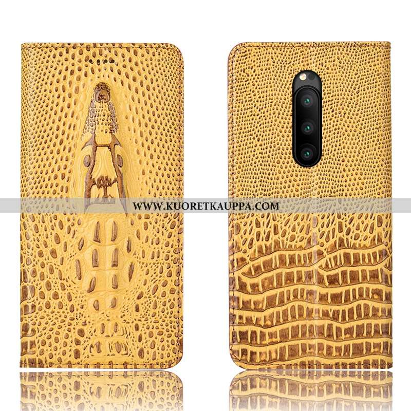 Kuori Sony Xperia 1, Kuoret Sony Xperia 1, Kotelo Sony Xperia 1 Aito Nahka Suojaus Puhelimen Keltain