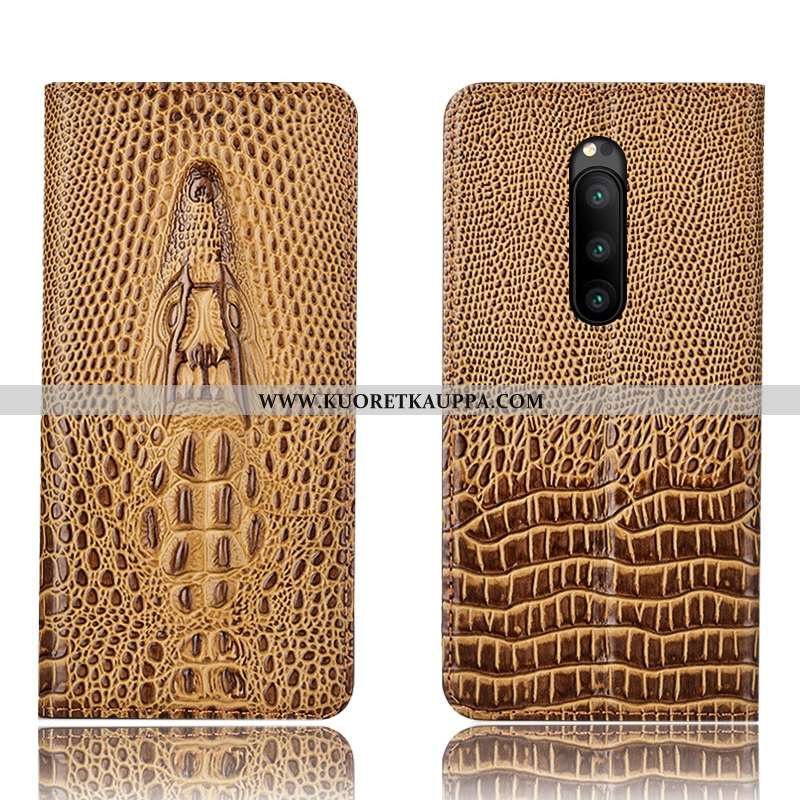 Kuori Sony Xperia 1, Kuoret Sony Xperia 1, Kotelo Sony Xperia 1 Aito Nahka Suojaus Puhelimen Keltain
