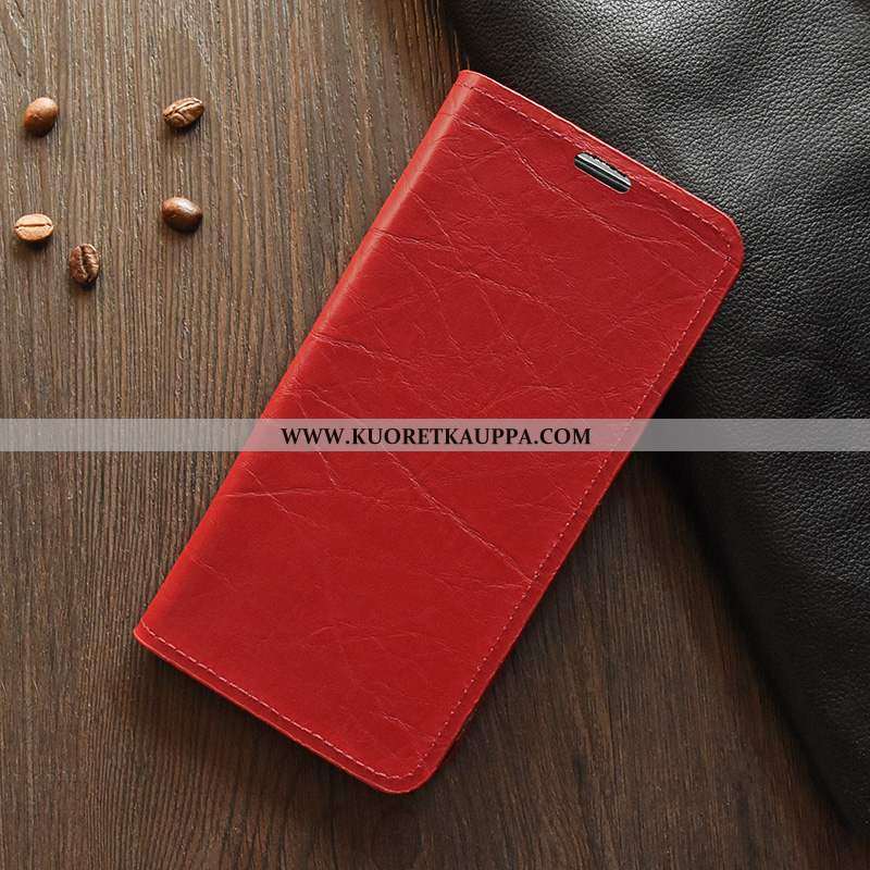 Kuori Sony Xperia 1, Kuoret Sony Xperia 1, Kotelo Sony Xperia 1 Nahka Suojaus Punainen