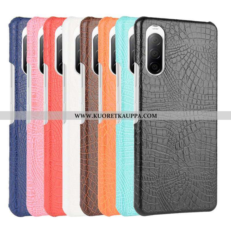 Kuori Sony Xperia 10 Ii, Kuoret Sony Xperia 10 Ii, Kotelo Sony Xperia 10 Ii Suojaus Nahka Musta Kova