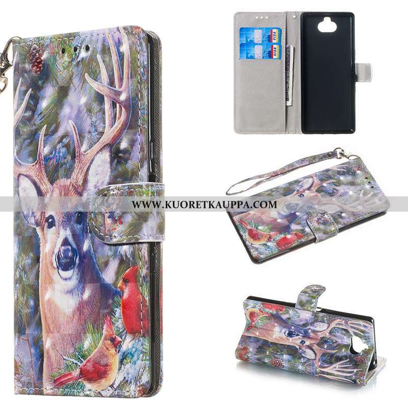 Kuori Sony Xperia 10, Kuoret Sony Xperia 10, Kotelo Sony Xperia 10 Suojaus Nahkakuori Maalaus Jauhe 