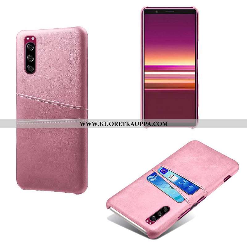 Kuori Sony Xperia 5, Kuoret Sony Xperia 5, Kotelo Sony Xperia 5 Suojaus Nahka Jauhe Pinkki
