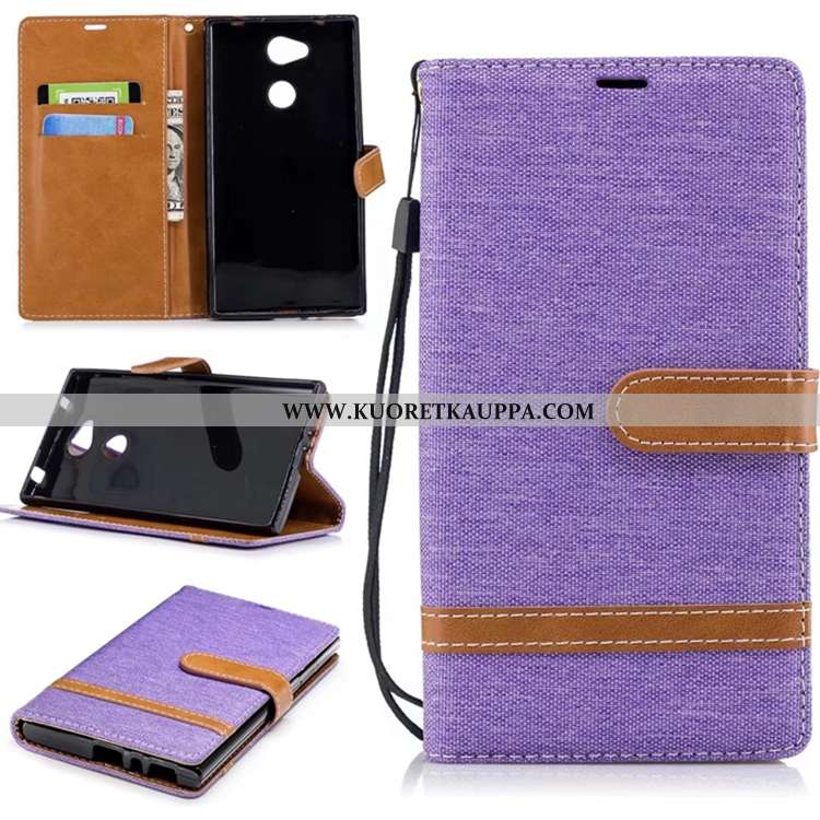 Kuori Sony Xperia L2, Kuoret Sony Xperia L2, Kotelo Sony Xperia L2 Nahkakuori Salkku Sininen Murtuma