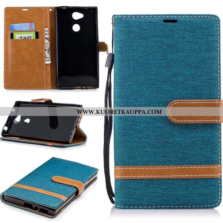 Kuori Sony Xperia L2, Kuoret Sony Xperia L2, Kotelo Sony Xperia L2 Nahkakuori Salkku Sininen Murtuma