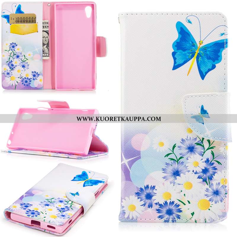 Kuori Sony Xperia Xa1, Kuoret Sony Xperia Xa1, Kotelo Sony Xperia Xa1 Suojaus Nahkakuori Valkoinen S