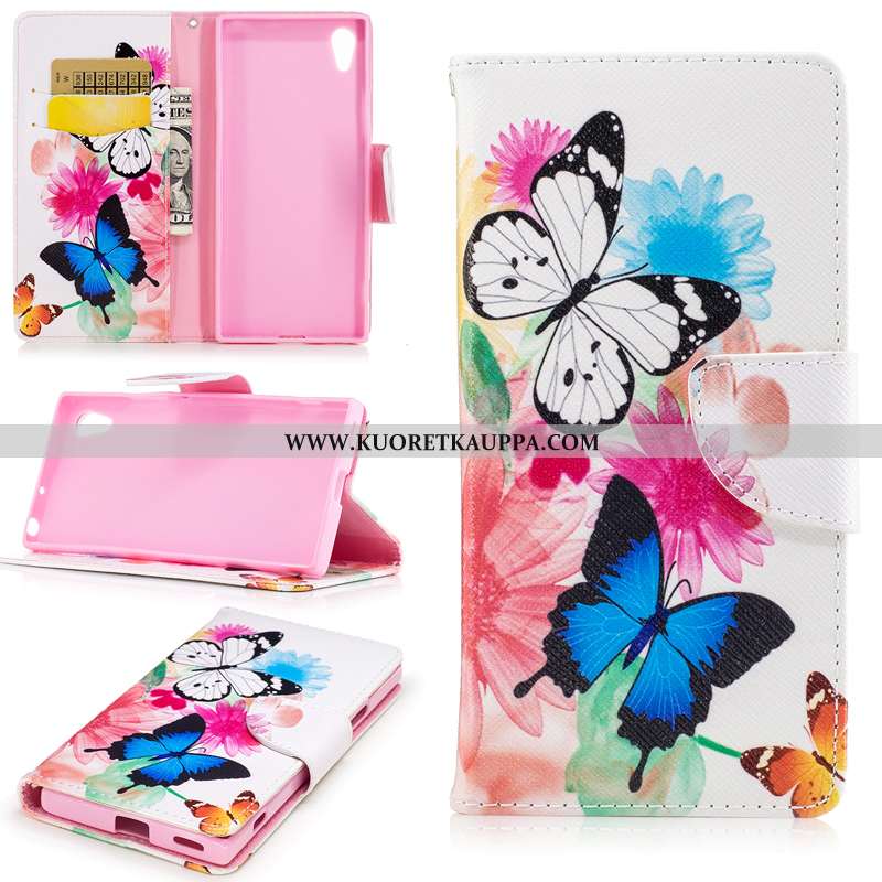 Kuori Sony Xperia Xa1, Kuoret Sony Xperia Xa1, Kotelo Sony Xperia Xa1 Suojaus Nahkakuori Valkoinen S