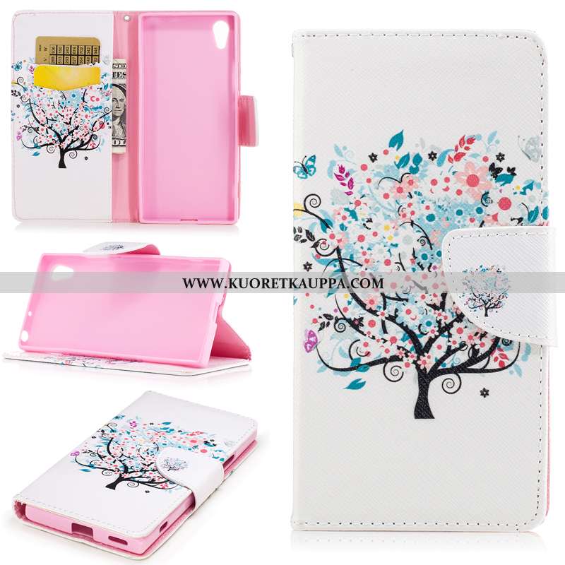 Kuori Sony Xperia Xa1, Kuoret Sony Xperia Xa1, Kotelo Sony Xperia Xa1 Suojaus Nahkakuori Valkoinen S