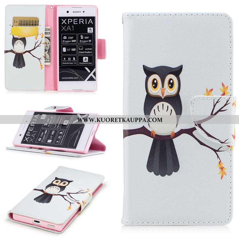 Kuori Sony Xperia Xa1, Kuoret Sony Xperia Xa1, Kotelo Sony Xperia Xa1 Suojaus Nahkakuori Valkoinen S