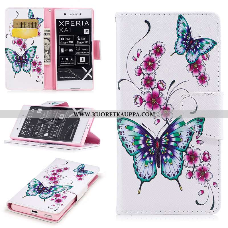 Kuori Sony Xperia Xa1, Kuoret Sony Xperia Xa1, Kotelo Sony Xperia Xa1 Suojaus Nahkakuori Valkoinen S