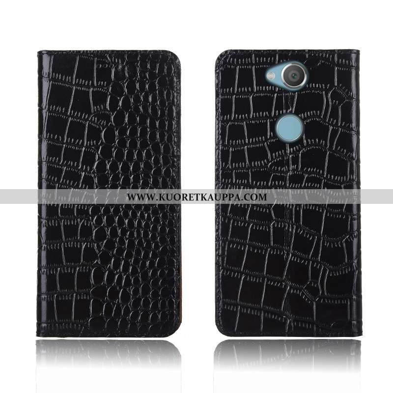 Kuori Sony Xperia Xa2, Kuoret Sony Xperia Xa2, Kotelo Sony Xperia Xa2 Nahkakuori Aito Nahka Musta Al