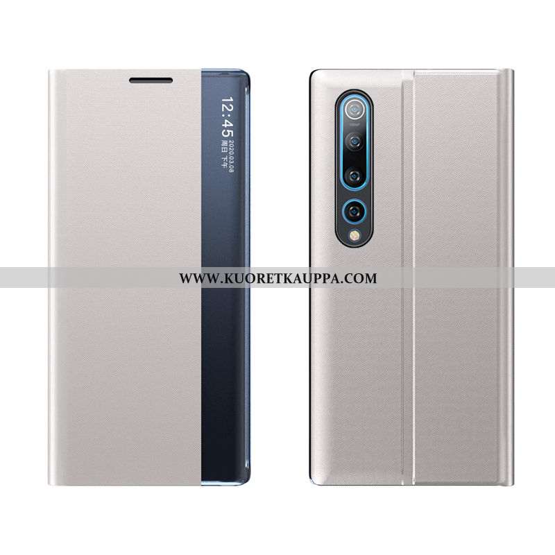 Kuori Xiaomi Mi 10, Kuoret Xiaomi Mi 10, Kotelo Xiaomi Mi 10 Nahkakuori Pieni Hopea