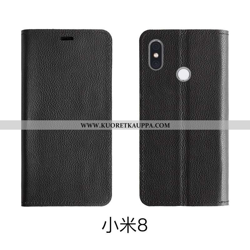 Kuori Xiaomi Mi 8, Kuoret Xiaomi Mi 8, Kotelo Xiaomi Mi 8 Aito Nahka Nahka Suojauskuori Punainen Pin