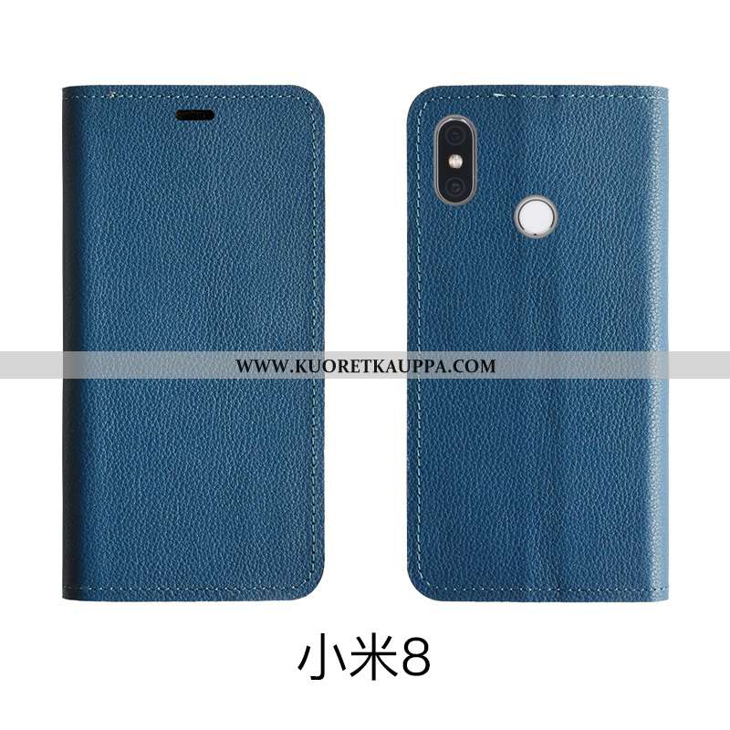 Kuori Xiaomi Mi 8, Kuoret Xiaomi Mi 8, Kotelo Xiaomi Mi 8 Aito Nahka Nahka Suojauskuori Punainen Pin