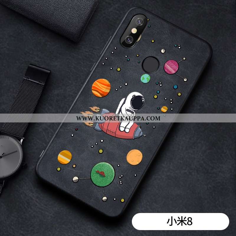 Kuori Xiaomi Mi 8, Kuoret Xiaomi Mi 8, Kotelo Xiaomi Mi 8 Kukkakuvio Silikoni Nuoret Pieni Mustat