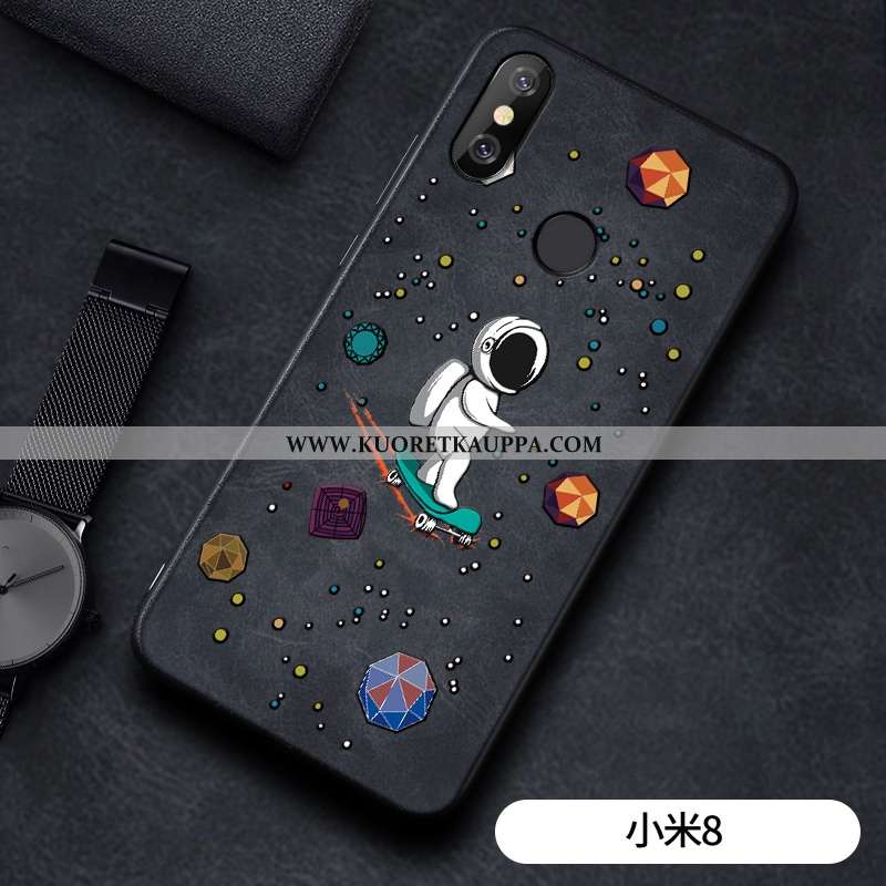 Kuori Xiaomi Mi 8, Kuoret Xiaomi Mi 8, Kotelo Xiaomi Mi 8 Kukkakuvio Silikoni Nuoret Pieni Mustat