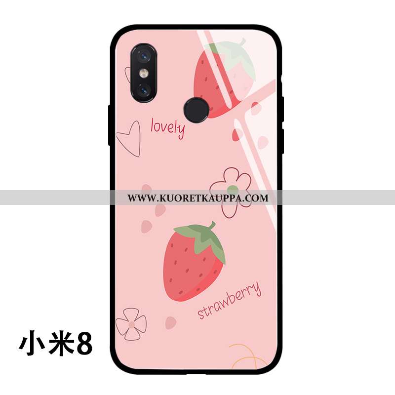 Kuori Xiaomi Mi 8, Kuoret Xiaomi Mi 8, Kotelo Xiaomi Mi 8 Lasi Luova Jauhe Puhelimen Mansikka Pinkki