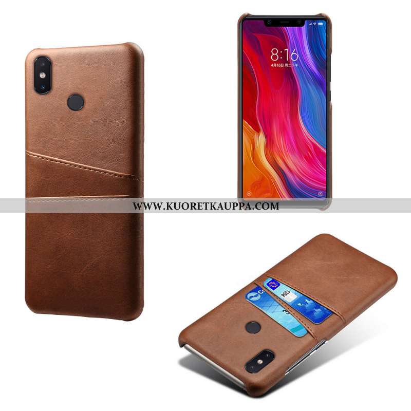 Kuori Xiaomi Mi 8, Kuoret Xiaomi Mi 8, Kotelo Xiaomi Mi 8 Nahkakuori Nahka Kortti Pieni Suojaus Rusk
