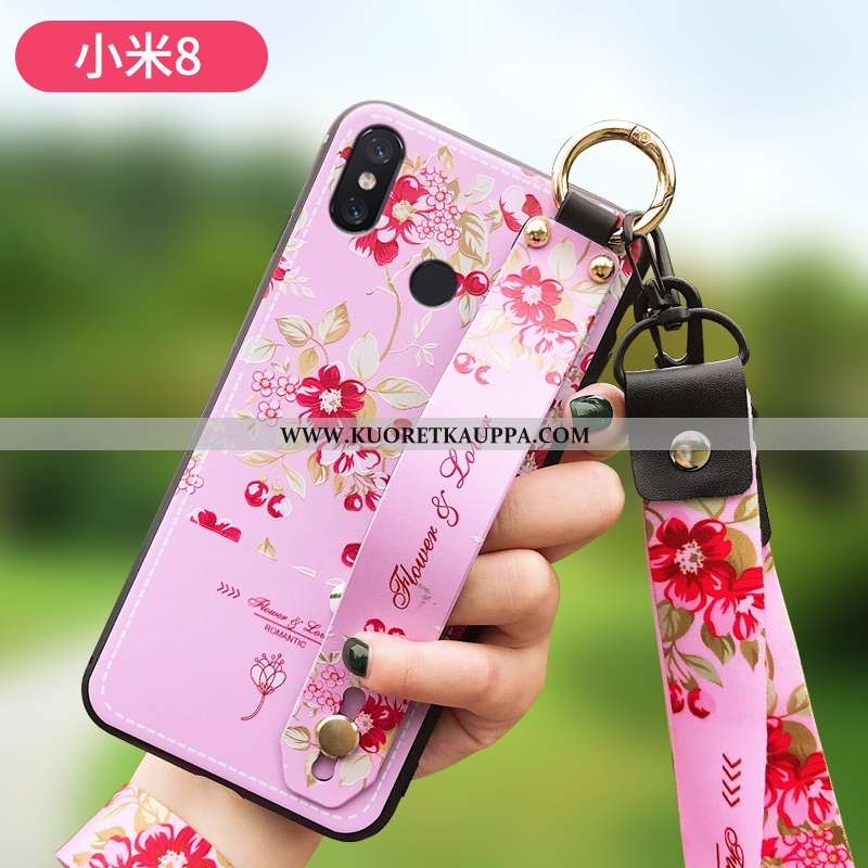 Kuori Xiaomi Mi 8, Kuoret Xiaomi Mi 8, Kotelo Xiaomi Mi 8 Silikoni Suojaus Luova Jauhe Hemming Pinkk