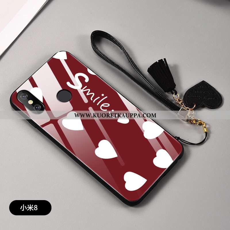 Kuori Xiaomi Mi 8, Kuoret Xiaomi Mi 8, Kotelo Xiaomi Mi 8 Valo Silikoni Kukkakuvio Kova Tila Punaine