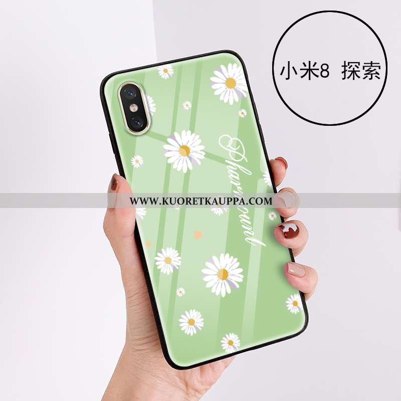 Kuori Xiaomi Mi 8 Pro, Kuoret Xiaomi Mi 8 Pro, Kotelo Xiaomi Mi 8 Pro Kukkakuvio Lasi Pieni Kukka- N