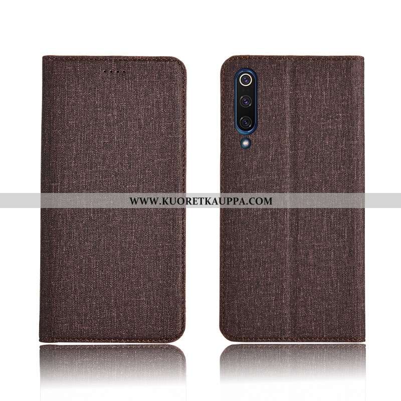 Kuori Xiaomi Mi 9, Kuoret Xiaomi Mi 9, Kotelo Xiaomi Mi 9 Pellava Nahkakuori Malli Silikoni Pinkki