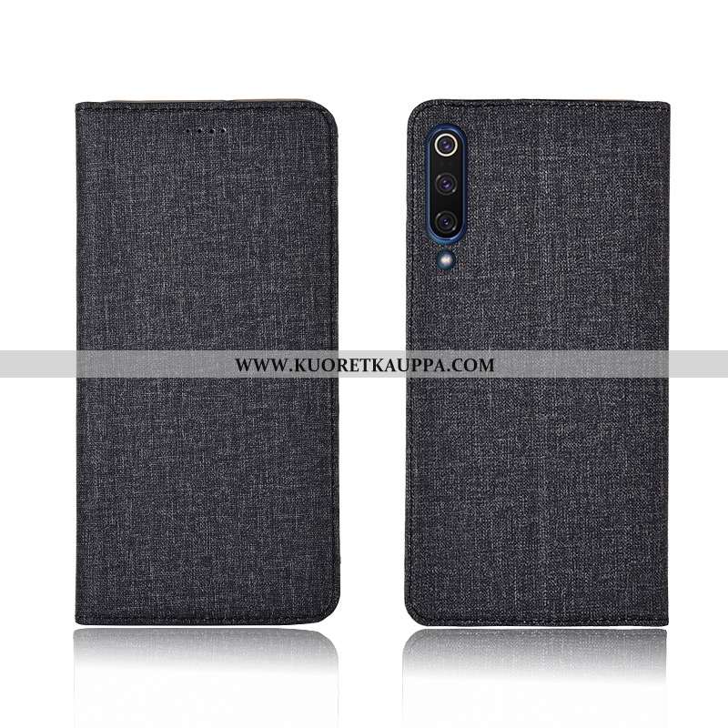 Kuori Xiaomi Mi 9, Kuoret Xiaomi Mi 9, Kotelo Xiaomi Mi 9 Pellava Nahkakuori Malli Silikoni Pinkki