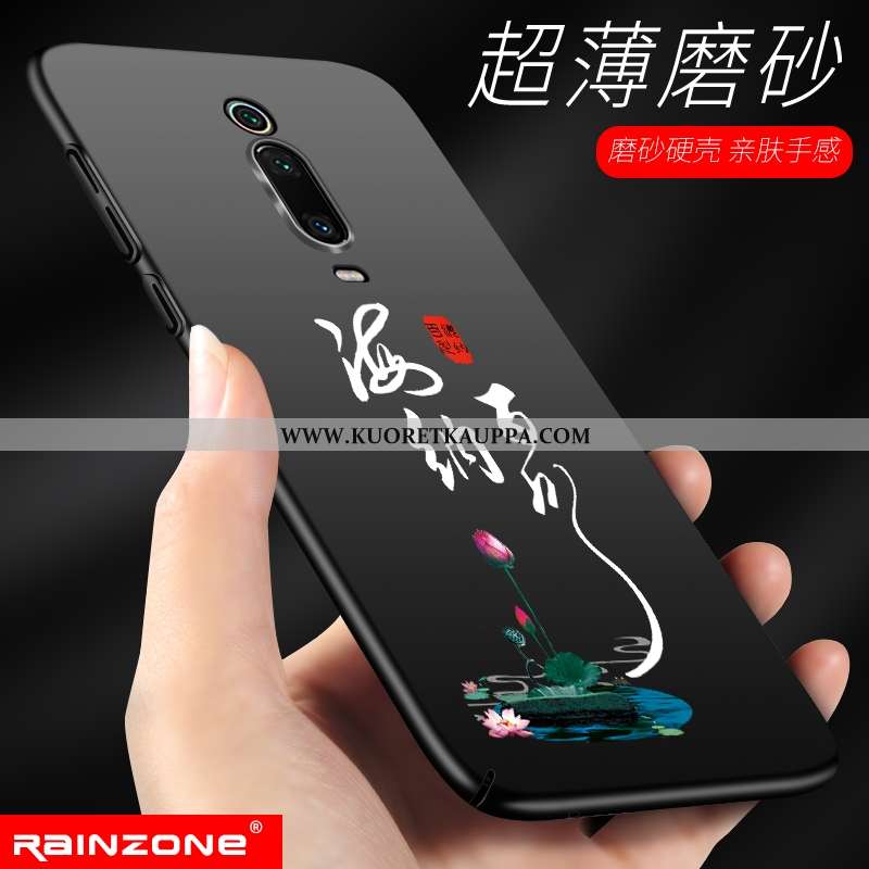 Kuori Xiaomi Mi 9t, Kuoret Xiaomi Mi 9t, Kotelo Xiaomi Mi 9t Pesty Suede Ultra Musta Kova Mustat