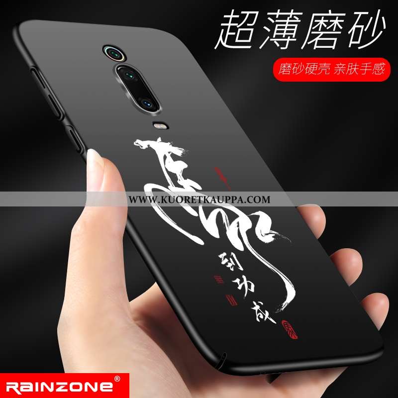 Kuori Xiaomi Mi 9t, Kuoret Xiaomi Mi 9t, Kotelo Xiaomi Mi 9t Pesty Suede Ultra Musta Kova Mustat