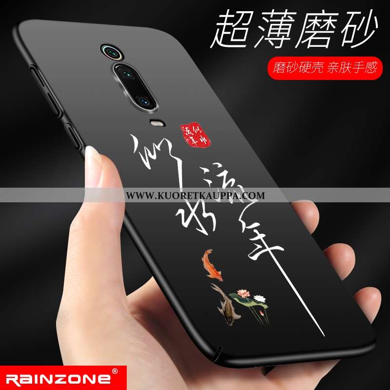 Kuori Xiaomi Mi 9t, Kuoret Xiaomi Mi 9t, Kotelo Xiaomi Mi 9t Pesty Suede Ultra Musta Kova Mustat