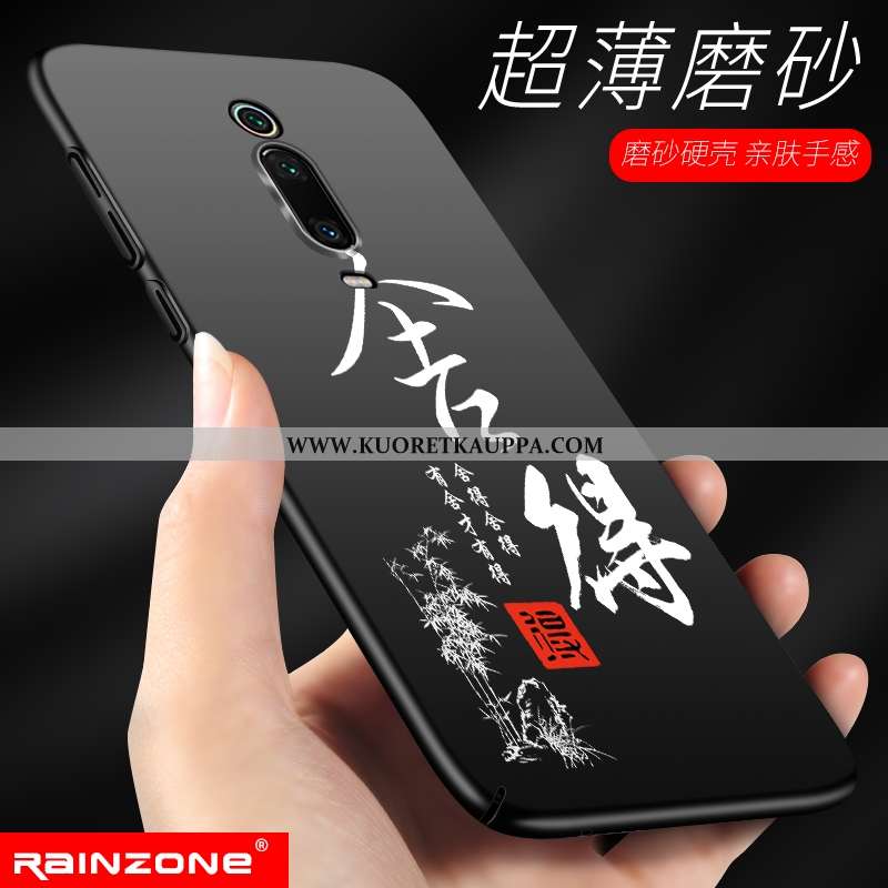 Kuori Xiaomi Mi 9t, Kuoret Xiaomi Mi 9t, Kotelo Xiaomi Mi 9t Pesty Suede Ultra Musta Kova Mustat