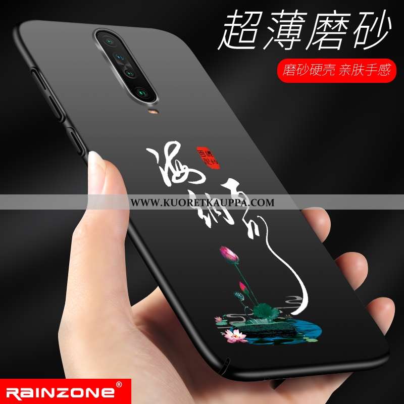 Kuori Xiaomi Mi 9t, Kuoret Xiaomi Mi 9t, Kotelo Xiaomi Mi 9t Pesty Suede Ultra Musta Kova Mustat