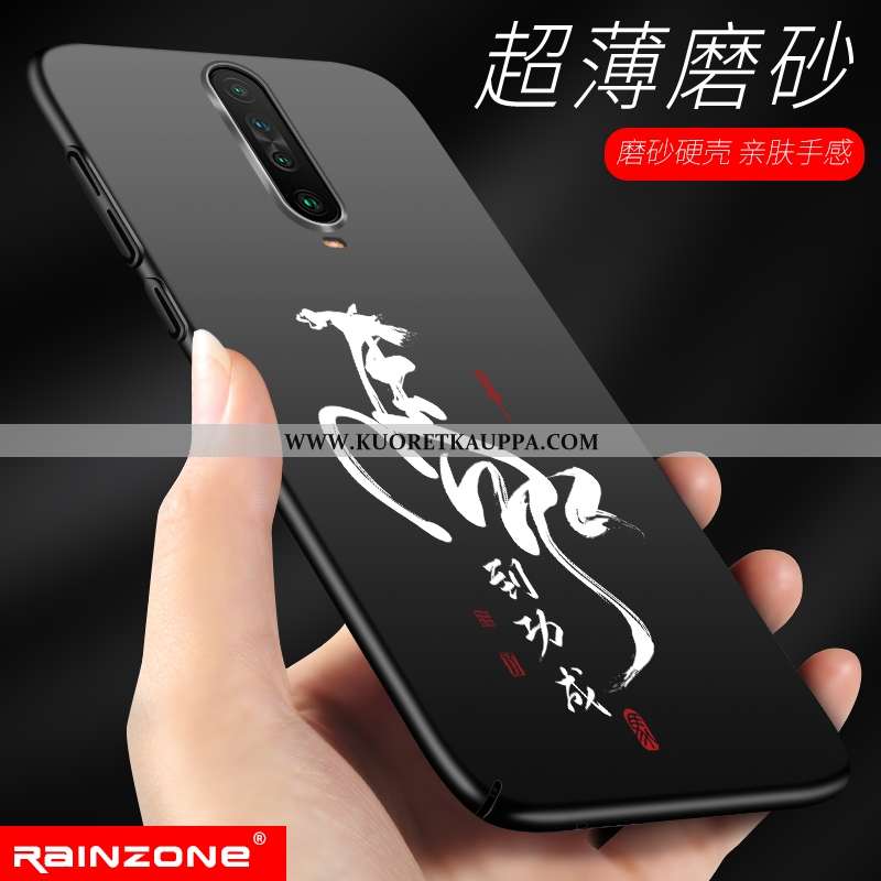 Kuori Xiaomi Mi 9t, Kuoret Xiaomi Mi 9t, Kotelo Xiaomi Mi 9t Pesty Suede Ultra Musta Kova Mustat