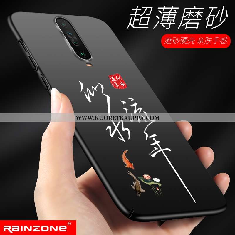 Kuori Xiaomi Mi 9t, Kuoret Xiaomi Mi 9t, Kotelo Xiaomi Mi 9t Pesty Suede Ultra Musta Kova Mustat