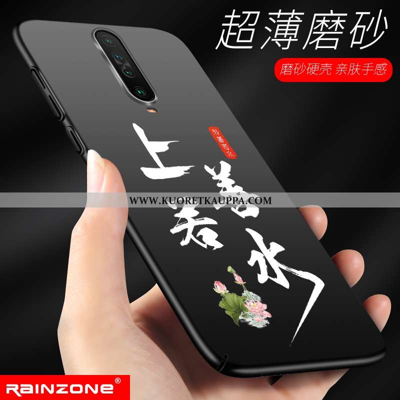 Kuori Xiaomi Mi 9t, Kuoret Xiaomi Mi 9t, Kotelo Xiaomi Mi 9t Pesty Suede Ultra Musta Kova Mustat