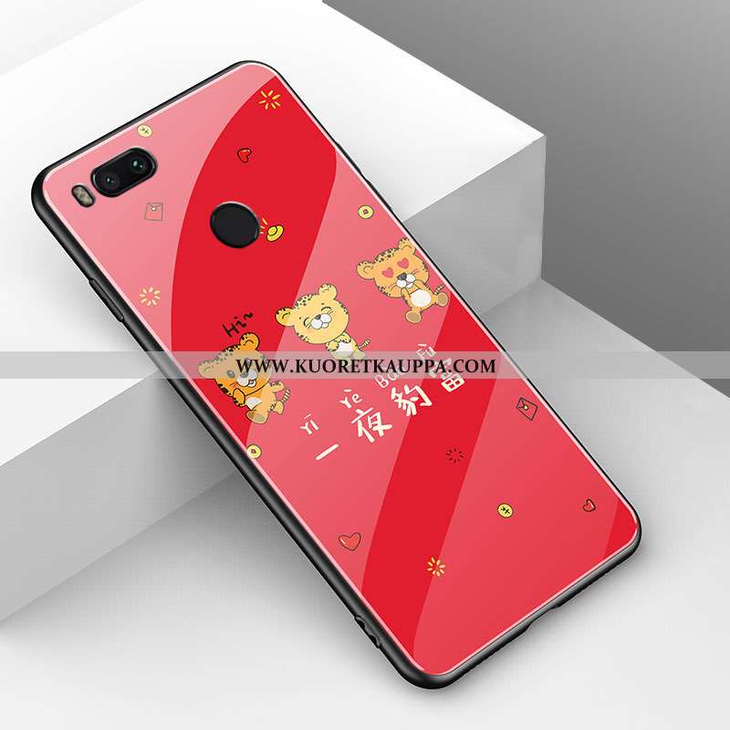 Kuori Xiaomi Mi A1, Kuoret Xiaomi Mi A1, Kotelo Xiaomi Mi A1 Lasi Tila Yksinkertainen Punainen