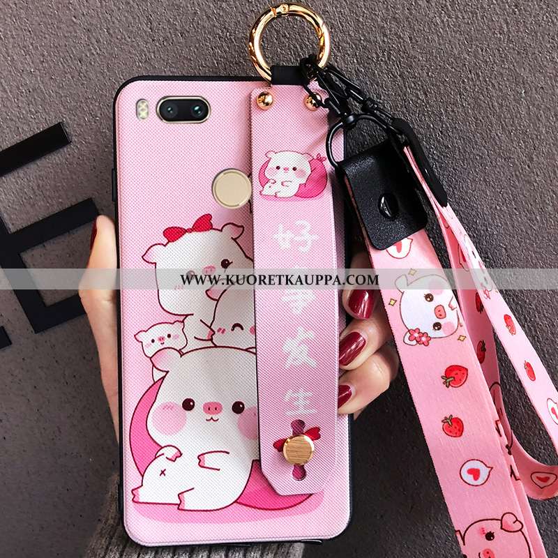 Kuori Xiaomi Mi A1, Kuoret Xiaomi Mi A1, Kotelo Xiaomi Mi A1 Tila Pesty Suede Sarjakuva Jauhe Pinkki