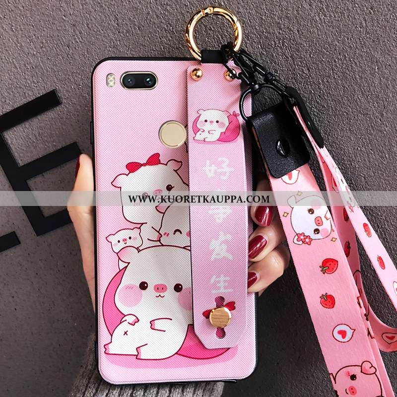 Kuori Xiaomi Mi A1, Kuoret Xiaomi Mi A1, Kotelo Xiaomi Mi A1 Tila Pesty Suede Sarjakuva Jauhe Pinkki