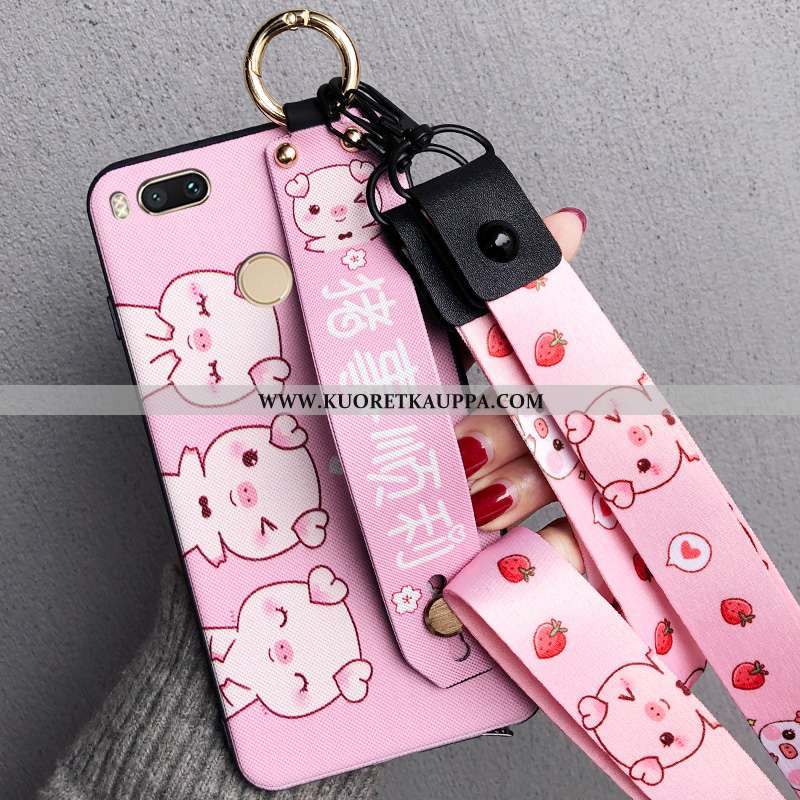 Kuori Xiaomi Mi A1, Kuoret Xiaomi Mi A1, Kotelo Xiaomi Mi A1 Tila Pesty Suede Sarjakuva Jauhe Pinkki