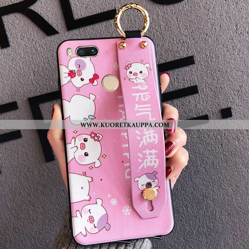 Kuori Xiaomi Mi A1, Kuoret Xiaomi Mi A1, Kotelo Xiaomi Mi A1 Tila Pesty Suede Sarjakuva Jauhe Pinkki