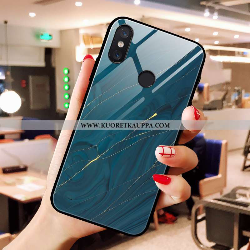 Kuori Xiaomi Mi A2, Kuoret Xiaomi Mi A2, Kotelo Xiaomi Mi A2 Lasi Persoonallisuus Kukkakuvio Sininen