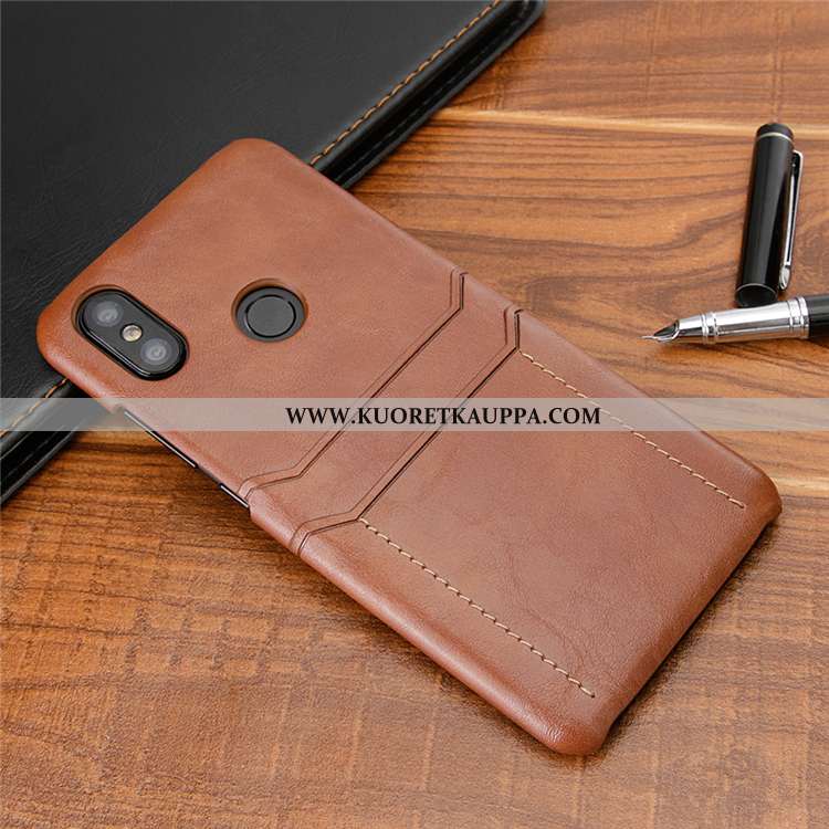 Kuori Xiaomi Mi A2, Kuoret Xiaomi Mi A2, Kotelo Xiaomi Mi A2 Nahkakuori Puhelimen Takakansi Ruskea