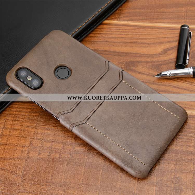 Kuori Xiaomi Mi A2, Kuoret Xiaomi Mi A2, Kotelo Xiaomi Mi A2 Nahkakuori Puhelimen Takakansi Ruskea
