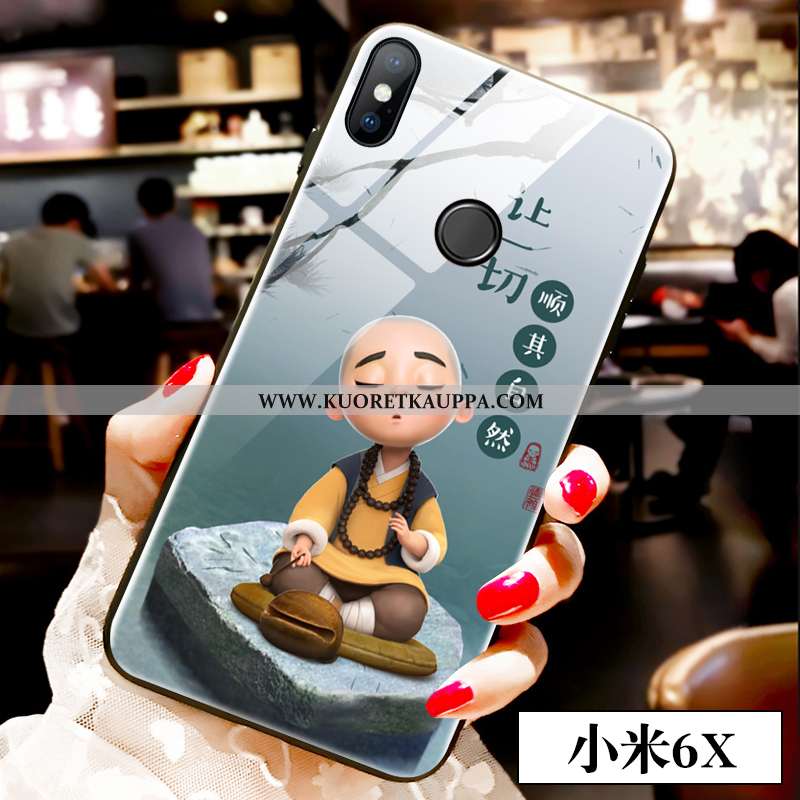 Kuori Xiaomi Mi A2, Kuoret Xiaomi Mi A2, Kotelo Xiaomi Mi A2 Sarjakuva Ihana Murtumaton Lasi Sininen