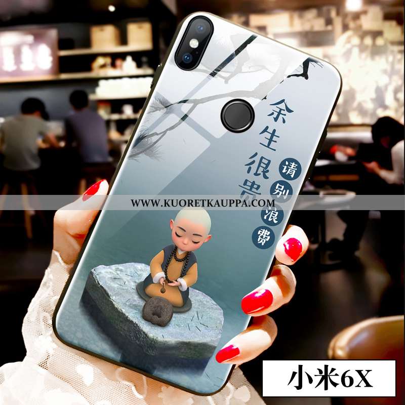 Kuori Xiaomi Mi A2, Kuoret Xiaomi Mi A2, Kotelo Xiaomi Mi A2 Sarjakuva Ihana Murtumaton Lasi Sininen