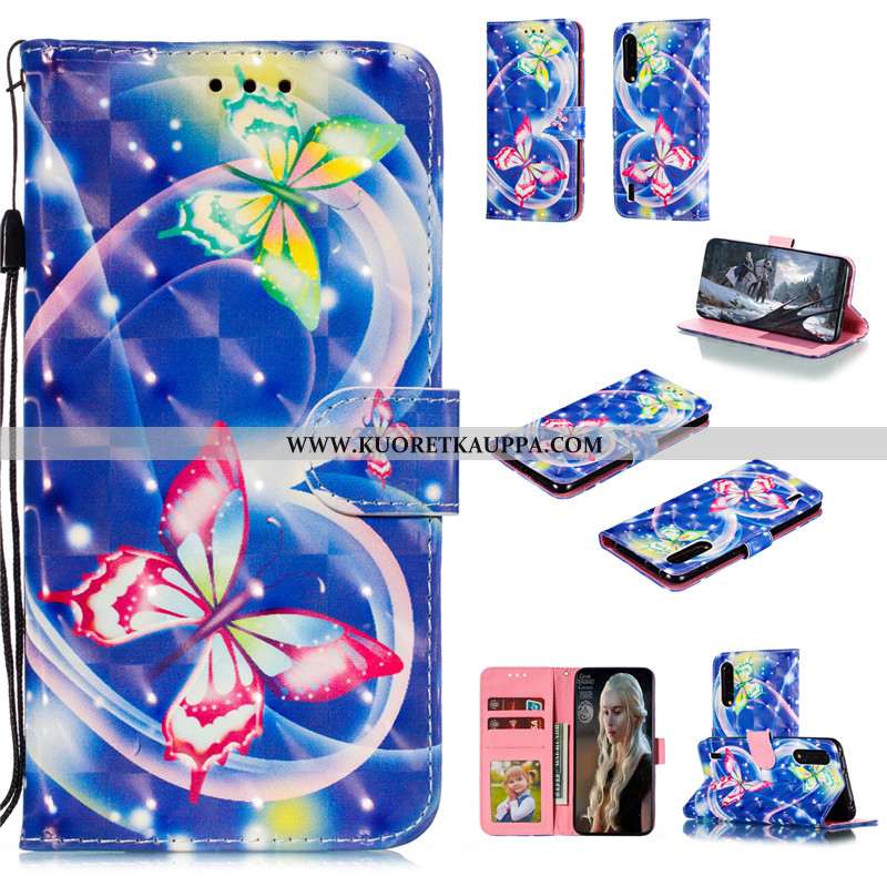 Kuori Xiaomi Mi A3, Kuoret Xiaomi Mi A3, Kotelo Xiaomi Mi A3 Nahkakuori Ihana Sininen Puhelimen